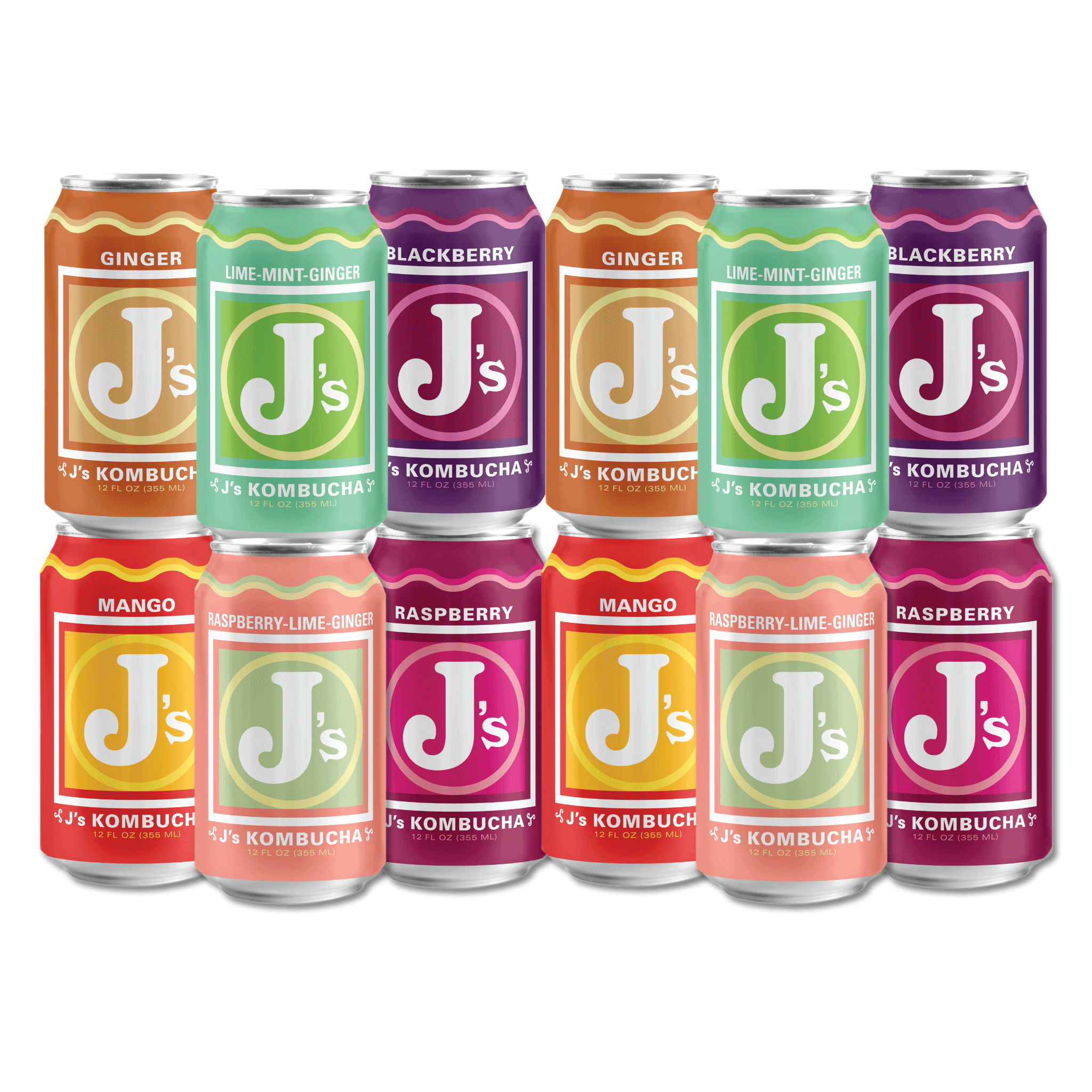 Sampler 12 Pack of J's Kombucha