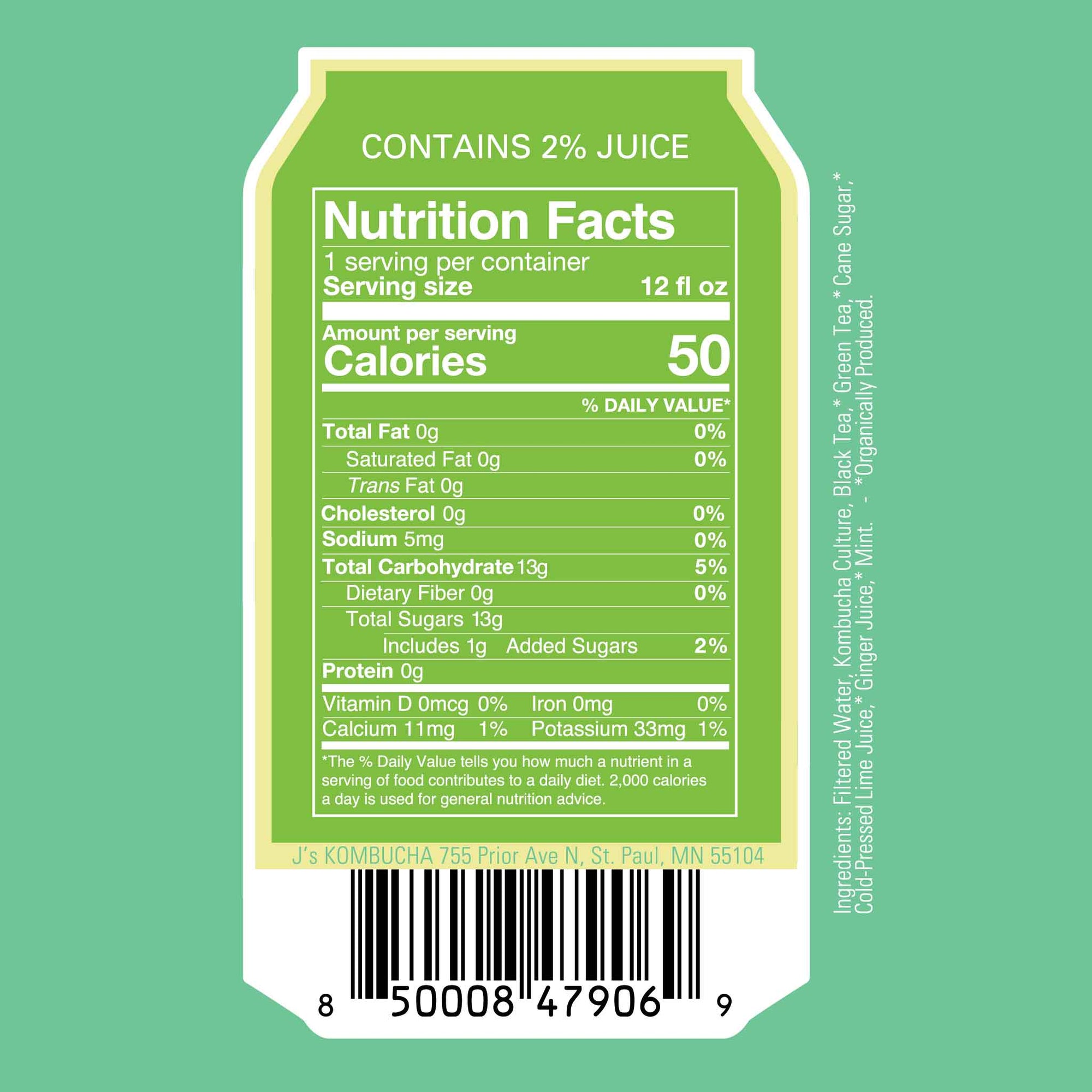 Lime-Mint-Ginger Kombucha