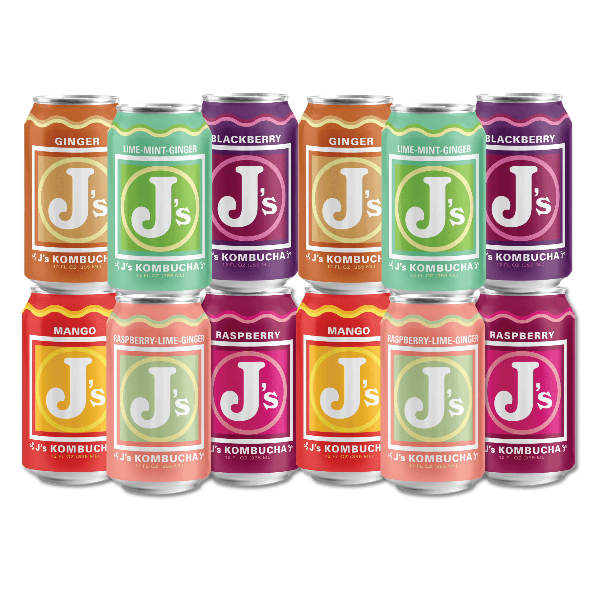 Sampler 12 Pack of J's Kombucha