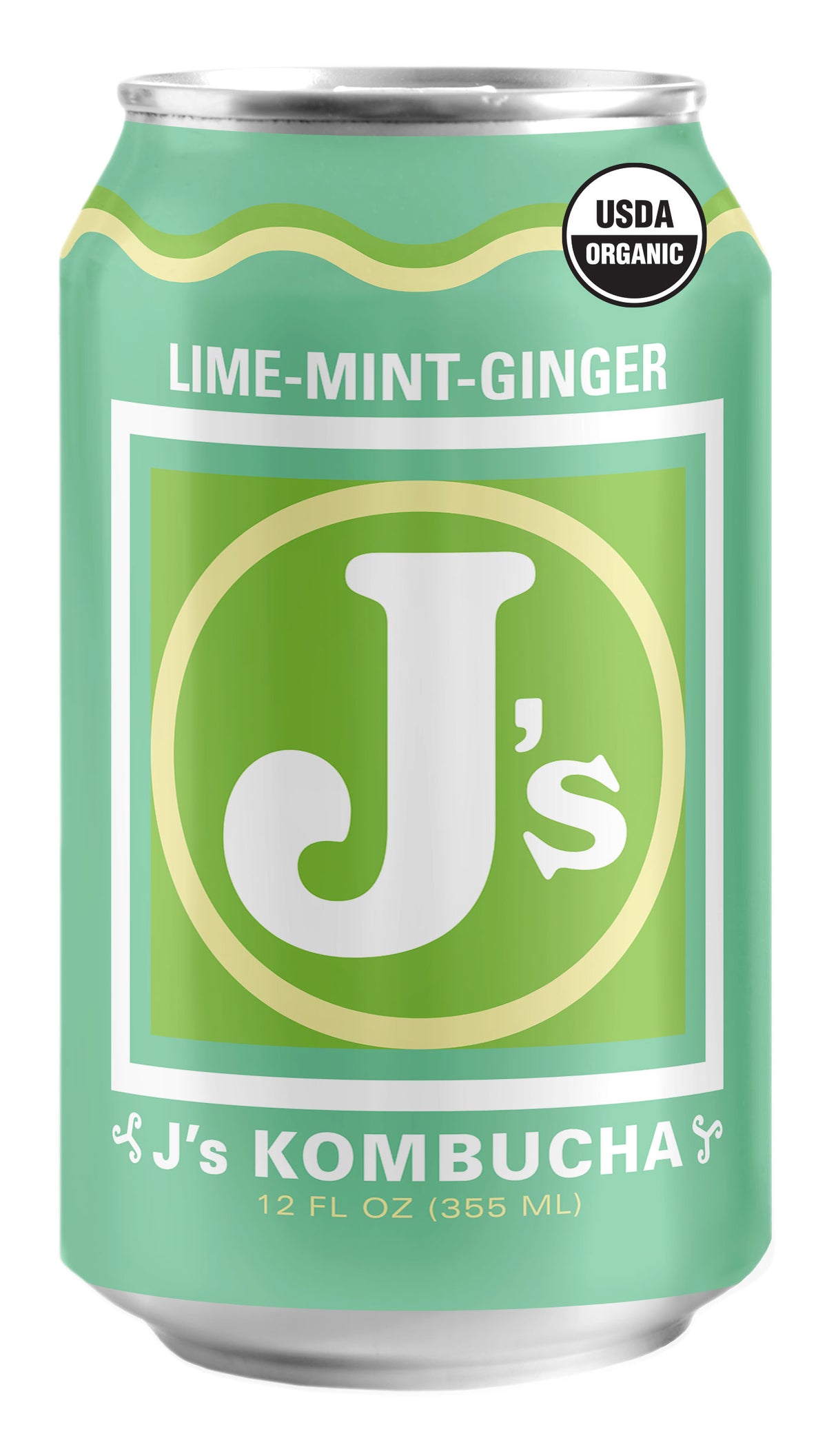 Organic Lime-Mint-Ginger Kombucha, J's Kombucha