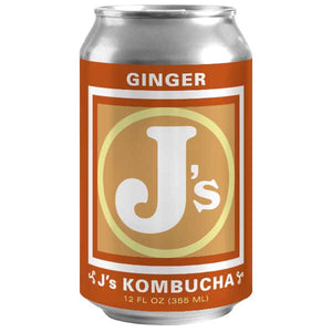 J's Kombucha, Ginger Kombucha 12 oz can, St. Paul, Minneapolis, Minnesota