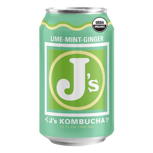 Organic Lime-Mint-Ginger Kombucha, J's Kombucha