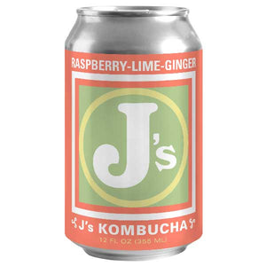 
            
                Load image into Gallery viewer, J&amp;#39;s Kombucha, Raspberry-Lime-Ginger Kombucha, 12 oz can
            
        
