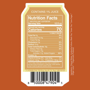 J's Kombucha - Ginger Nutrition Facts